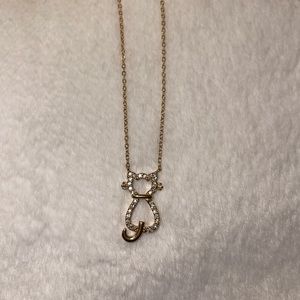 17in gold and studded cat necklace